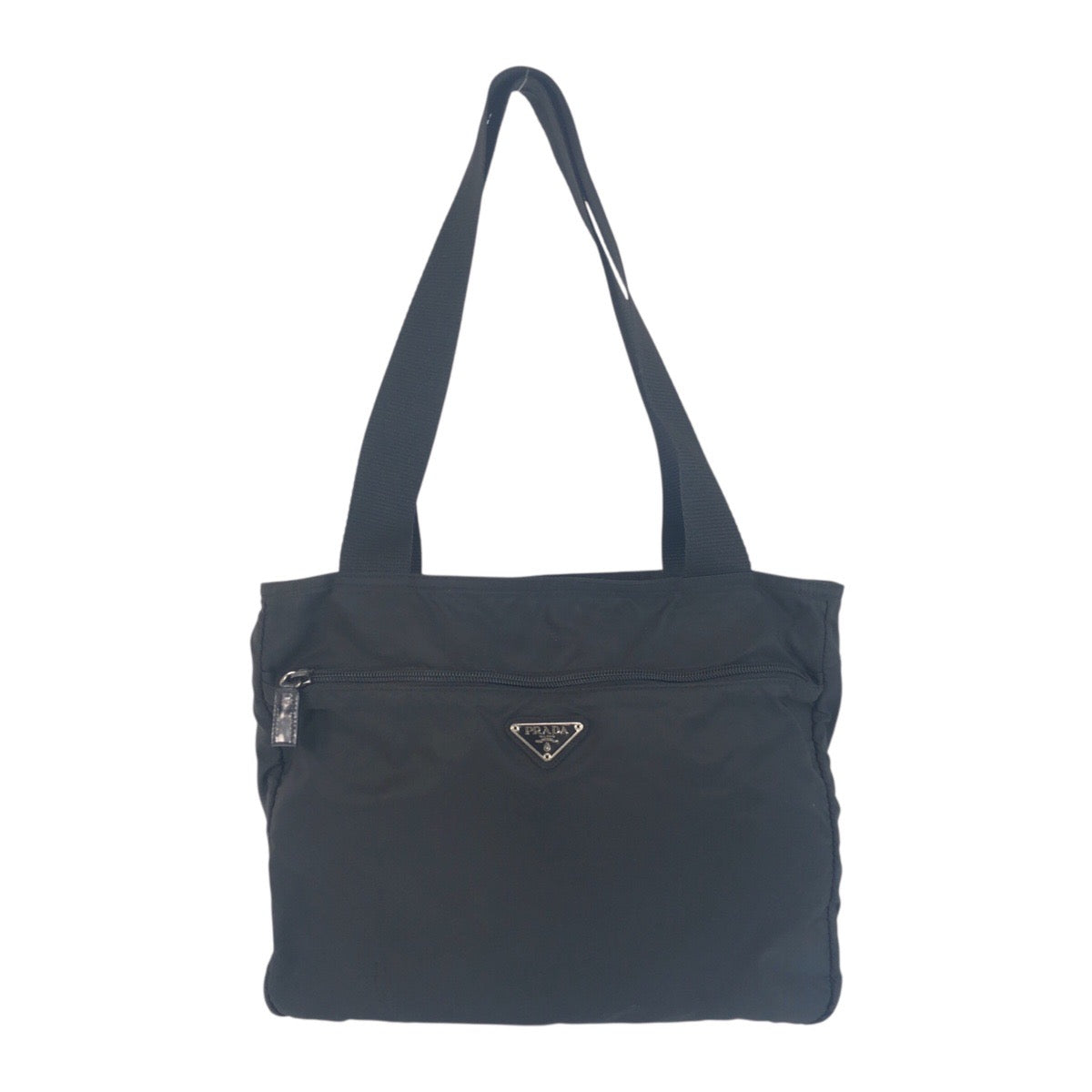 PRADA Tote Bag Nylon Black SilverMetal Test Triangle With logo