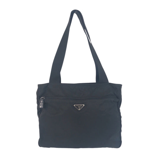 PRADA Tote Bag Nylon Black SilverMetal Test Triangle With logo