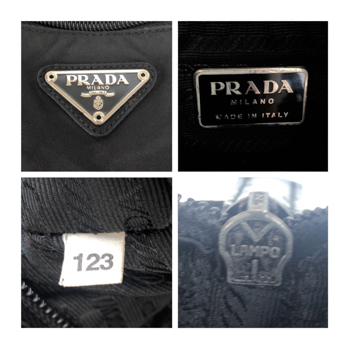 PRADA Tote Bag Nylon Black SilverMetal Test Triangle With logo