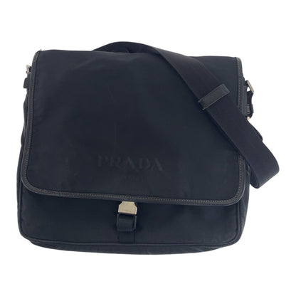 PRADA Shoulder Bag Nylon Black SilverMetal Test Triangle With logo