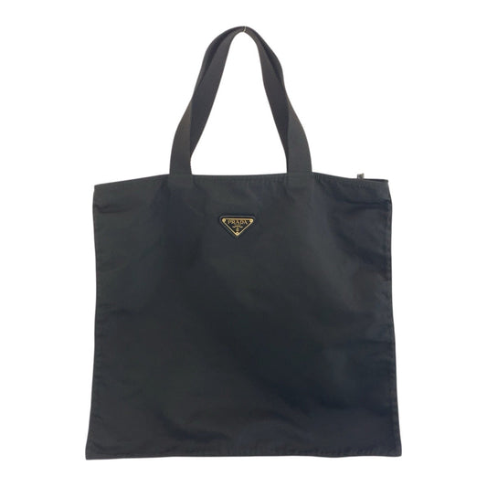PRADA Tote Bag Nylon Black GoldMetal Test Triangle With logo