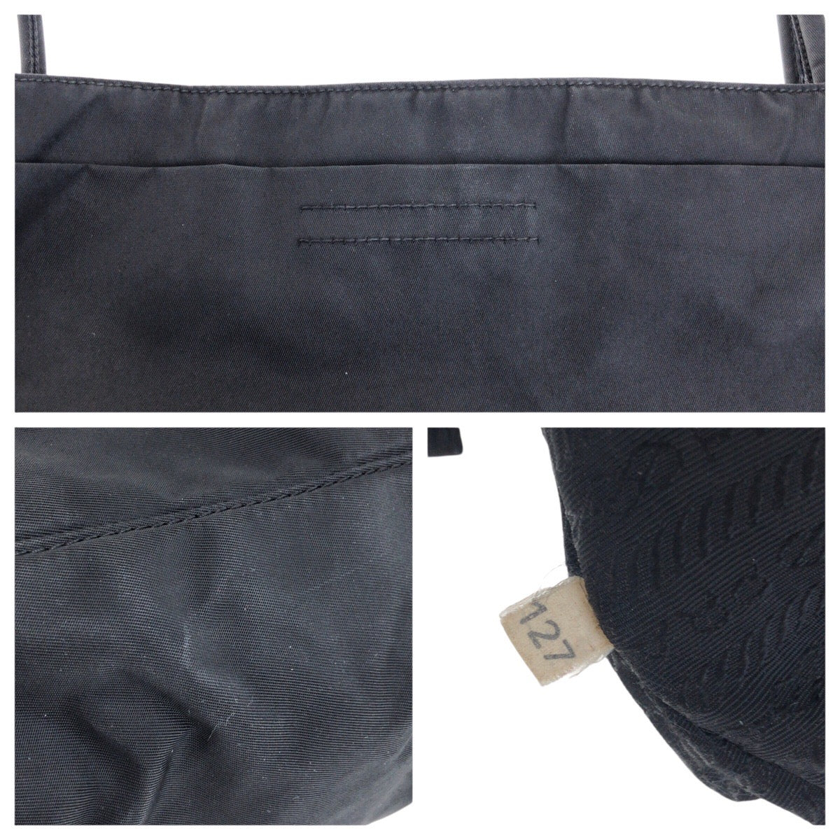PRADA Tote Bag Nylon Black SilverMetal Test Triangle With logo