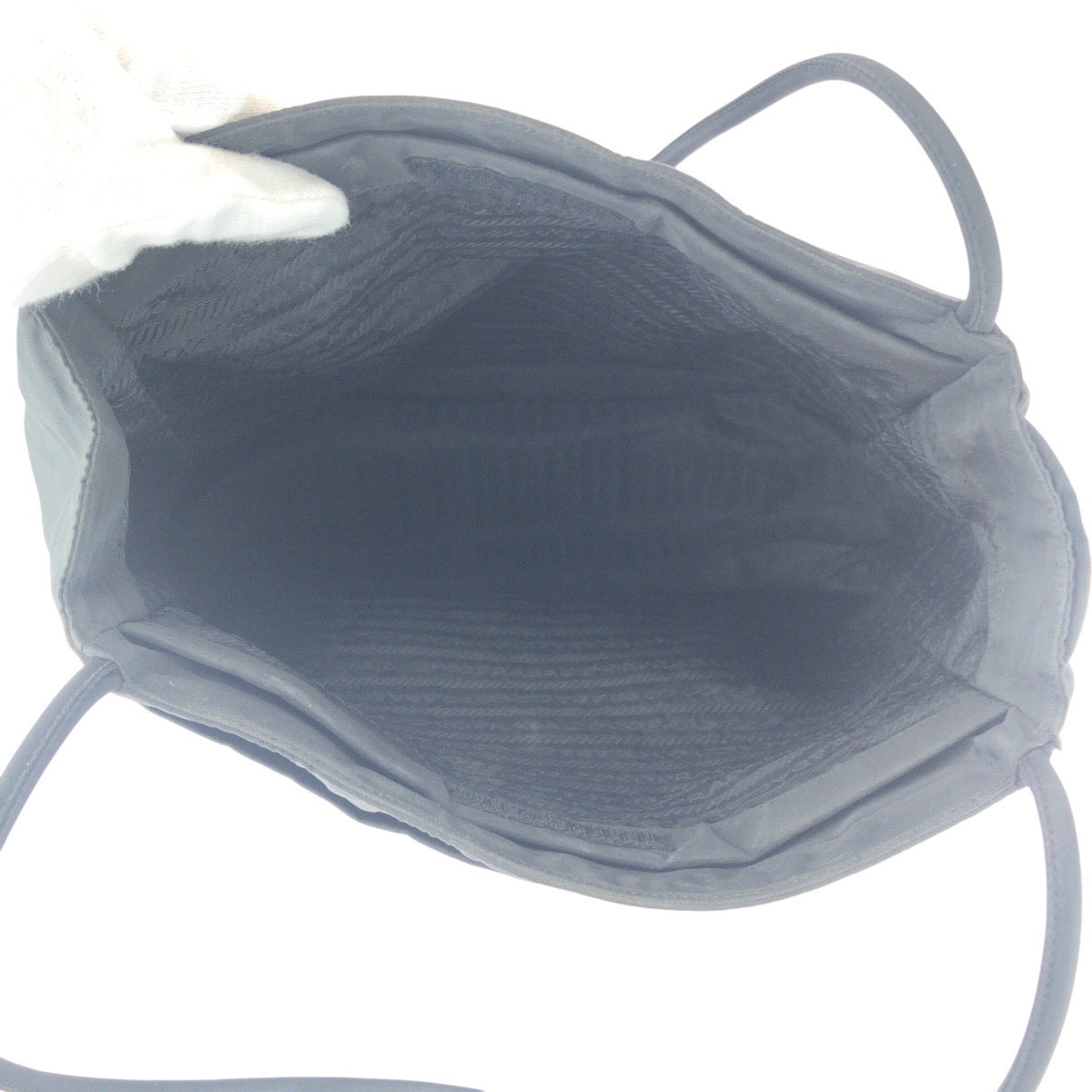 PRADA Tote Bag Nylon Black SilverMetal Test Triangle With logo