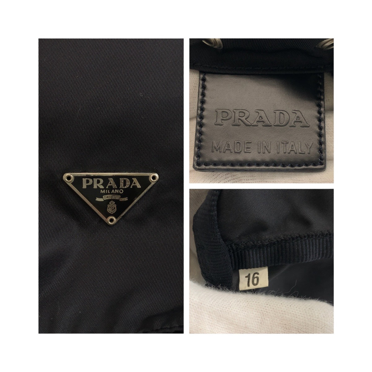 PRADA Pouch Nylon Black SilverMetal Test Triangle With logo
