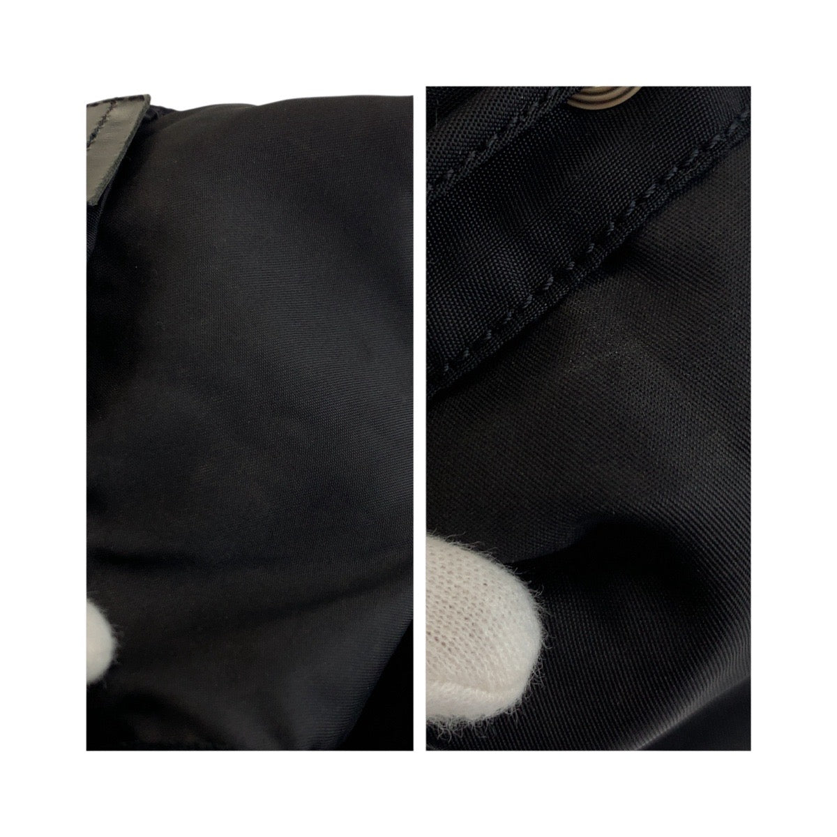 PRADA Pouch Nylon Black SilverMetal Test Triangle With logo