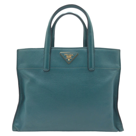 PRADA Tote Bag BN2606 leather Green GoldMetal Safiano