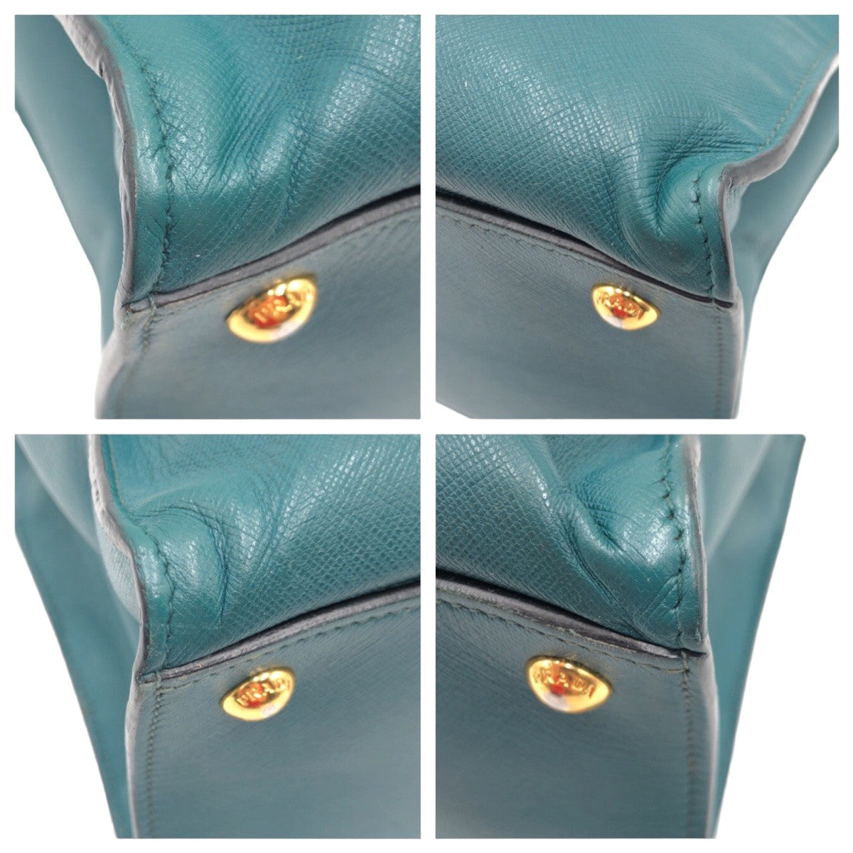 PRADA Tote Bag BN2606 leather Green GoldMetal Safiano