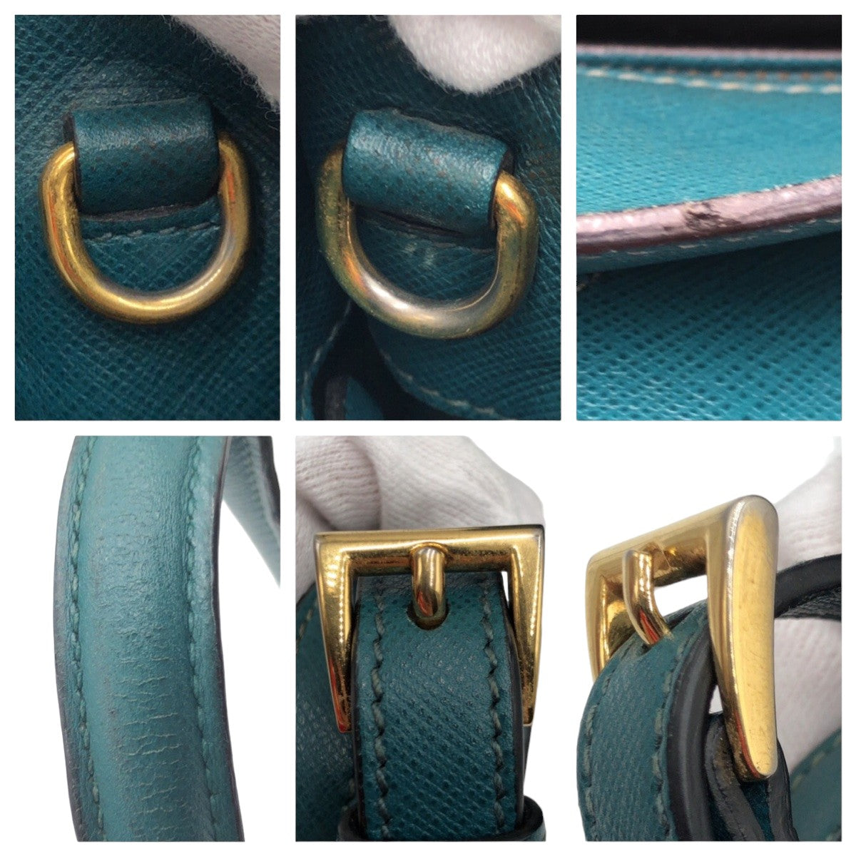 PRADA Tote Bag BN2606 leather Green GoldMetal Safiano