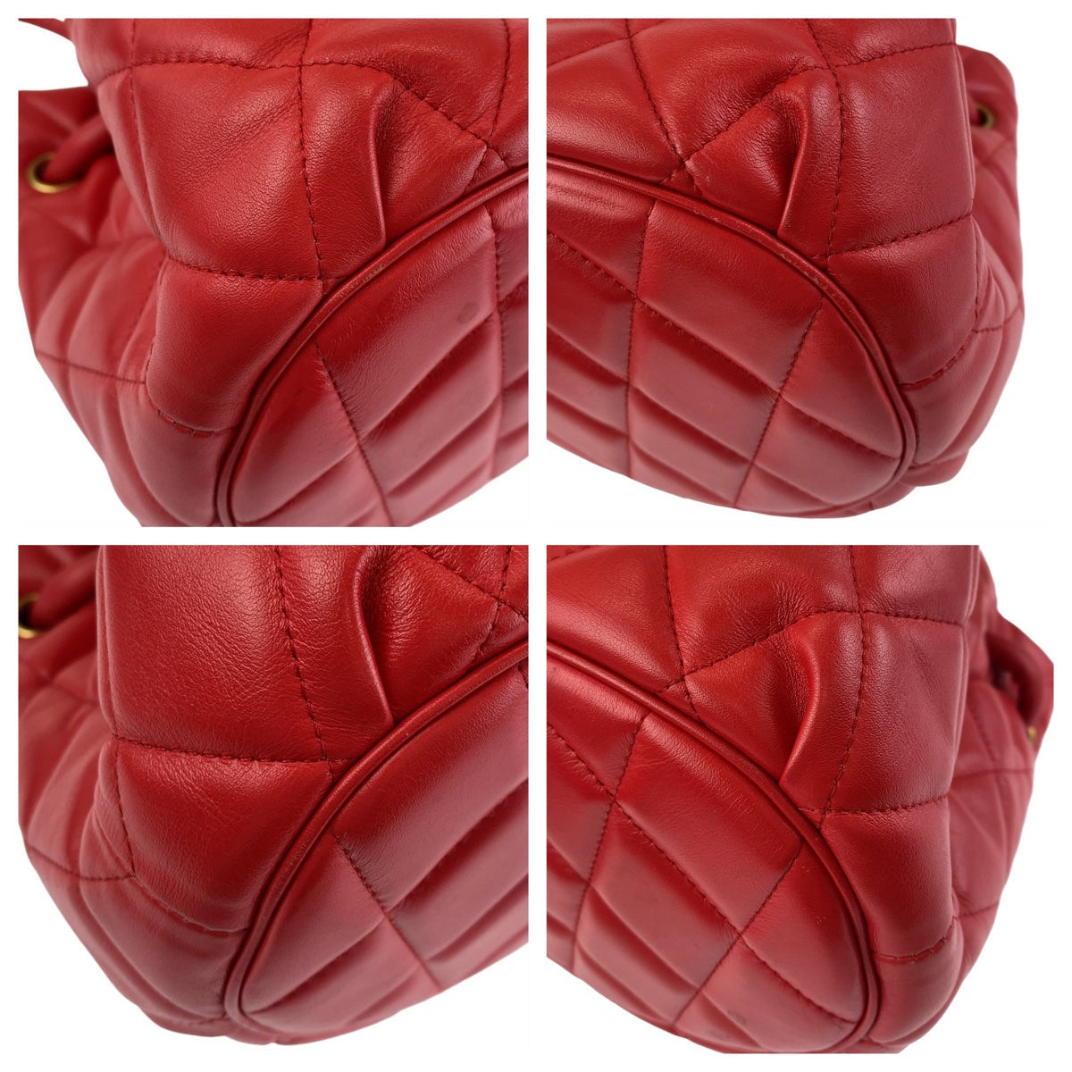 BALENCIAGA Shoulder Bag 600327 leather Red Gold Metal BBucket Bag