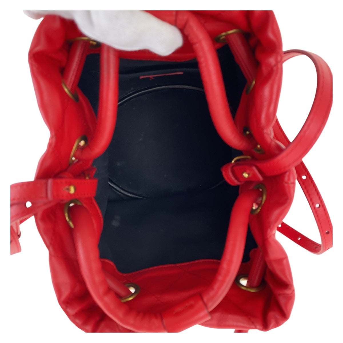 BALENCIAGA Shoulder Bag 600327 leather Red Gold Metal BBucket Bag