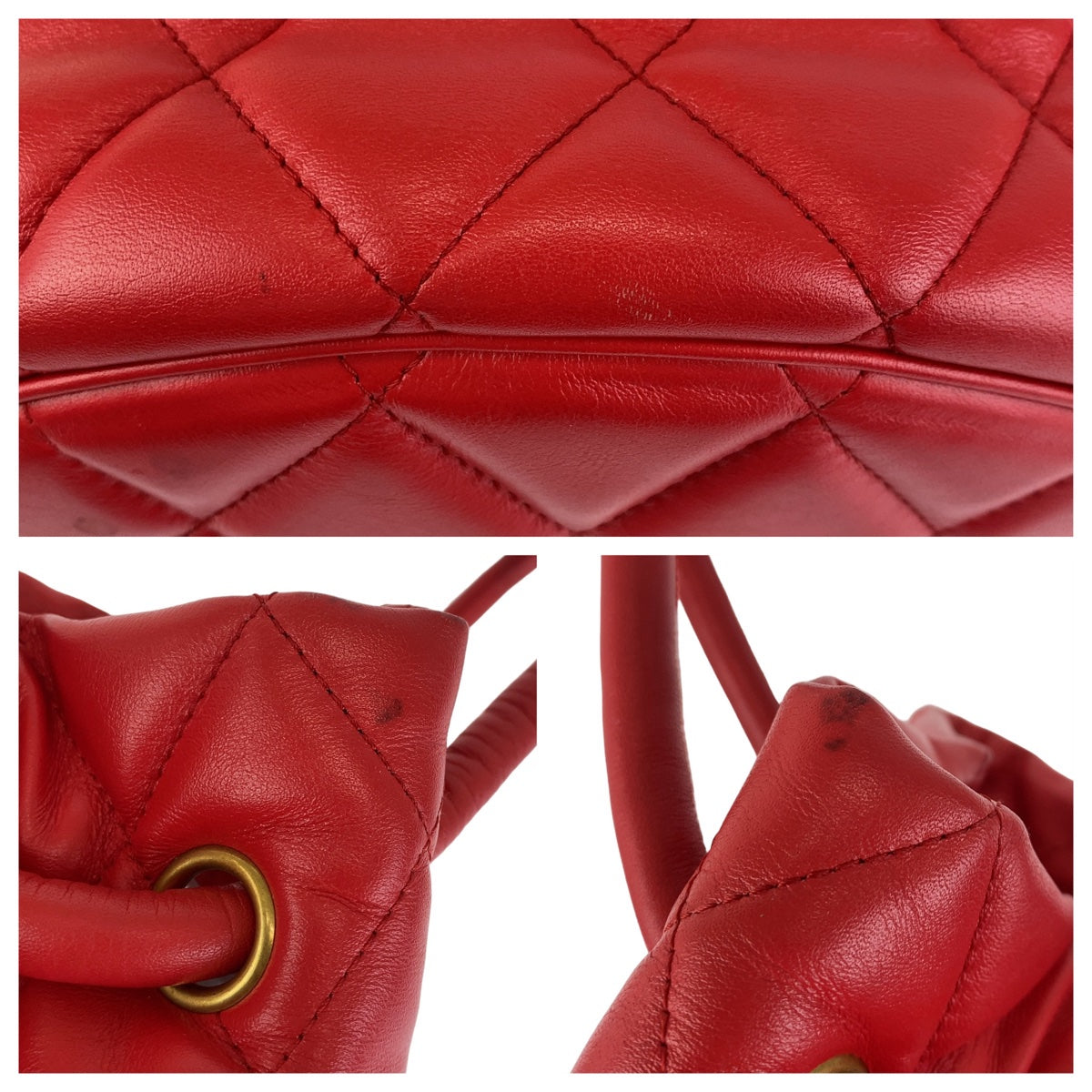 BALENCIAGA Shoulder Bag 600327 leather Red Gold Metal BBucket Bag