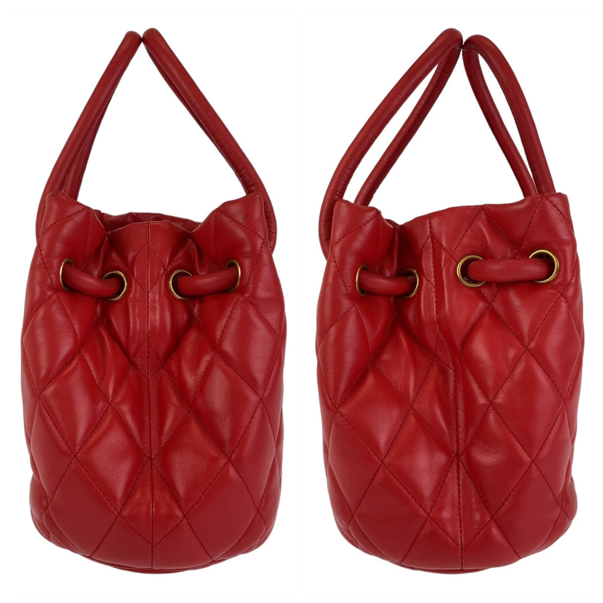 BALENCIAGA Shoulder Bag 600327 leather Red Gold Metal BBucket Bag