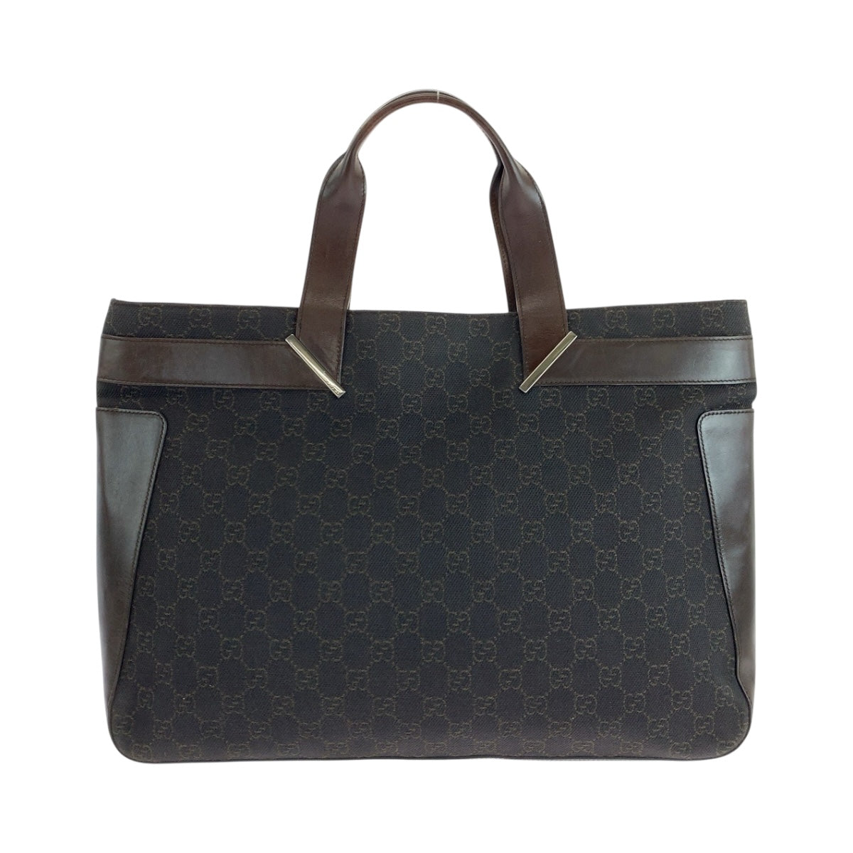 GUCCI Tote Bag 73982 GG canvas Dark Brown SilverMetal