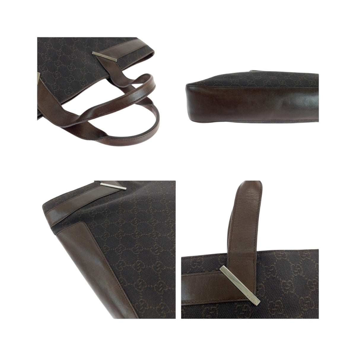 GUCCI Tote Bag 73982 GG canvas Dark Brown SilverMetal