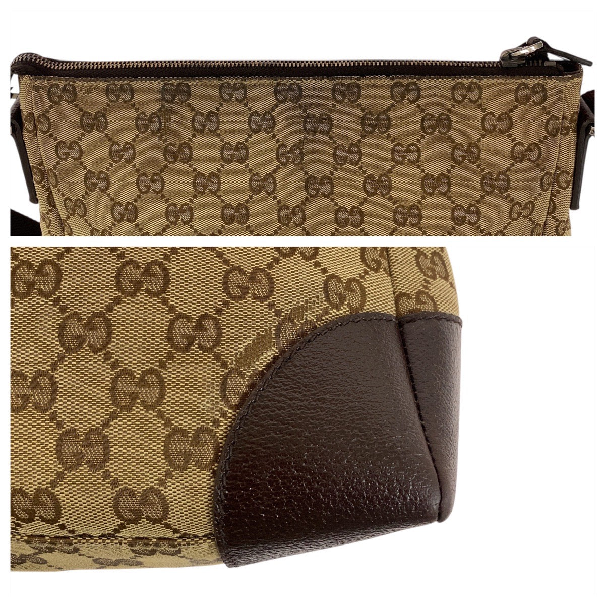 GUCCI Shoulder Bag 114 273 GG canvas Beige Brown SilverMetal