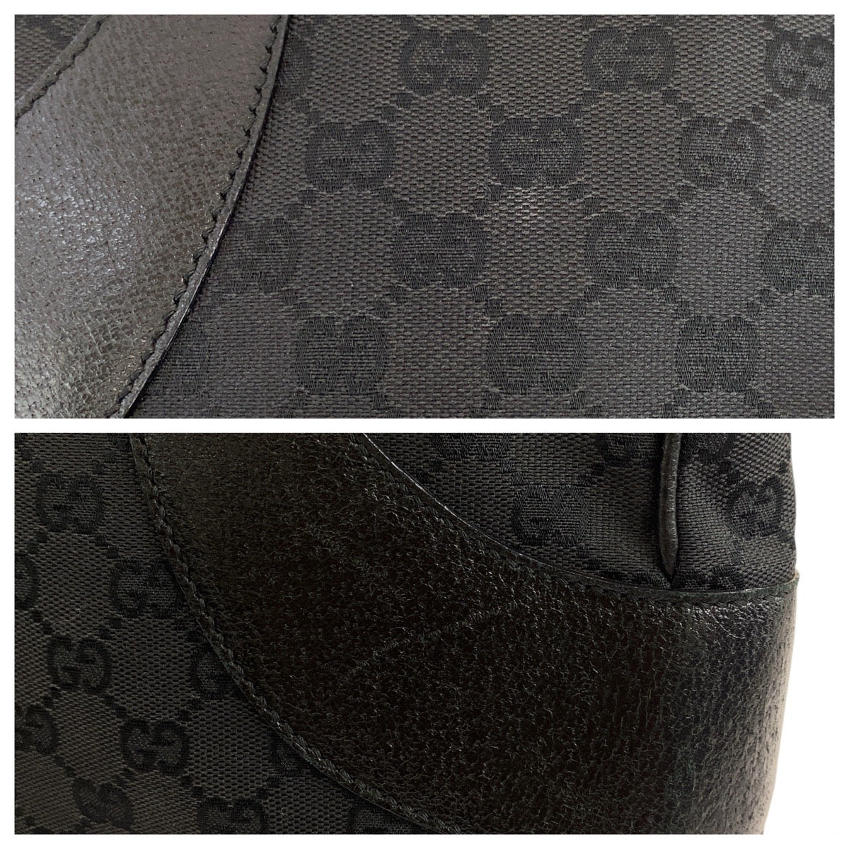 GUCCI Tote Bag 113 011 GG canvas Black SilverMetal