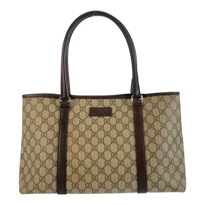 GUCCI Tote Bag 114595 GG Supreme Canvas Beige Brown SilverMetal