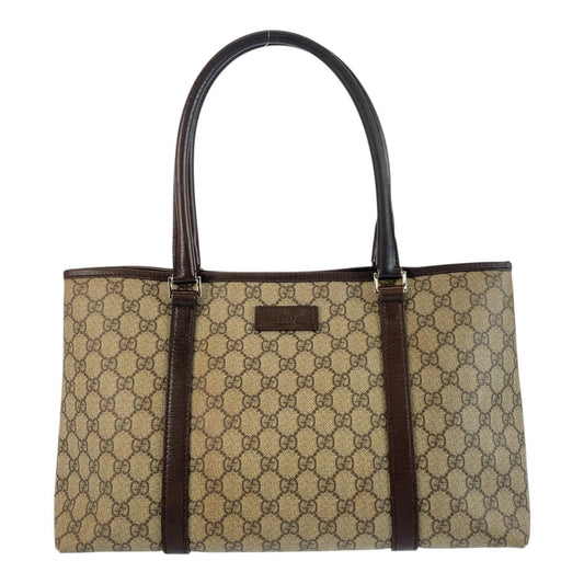 GUCCI Tote Bag 114595 GG Supreme Canvas Beige Brown SilverMetal