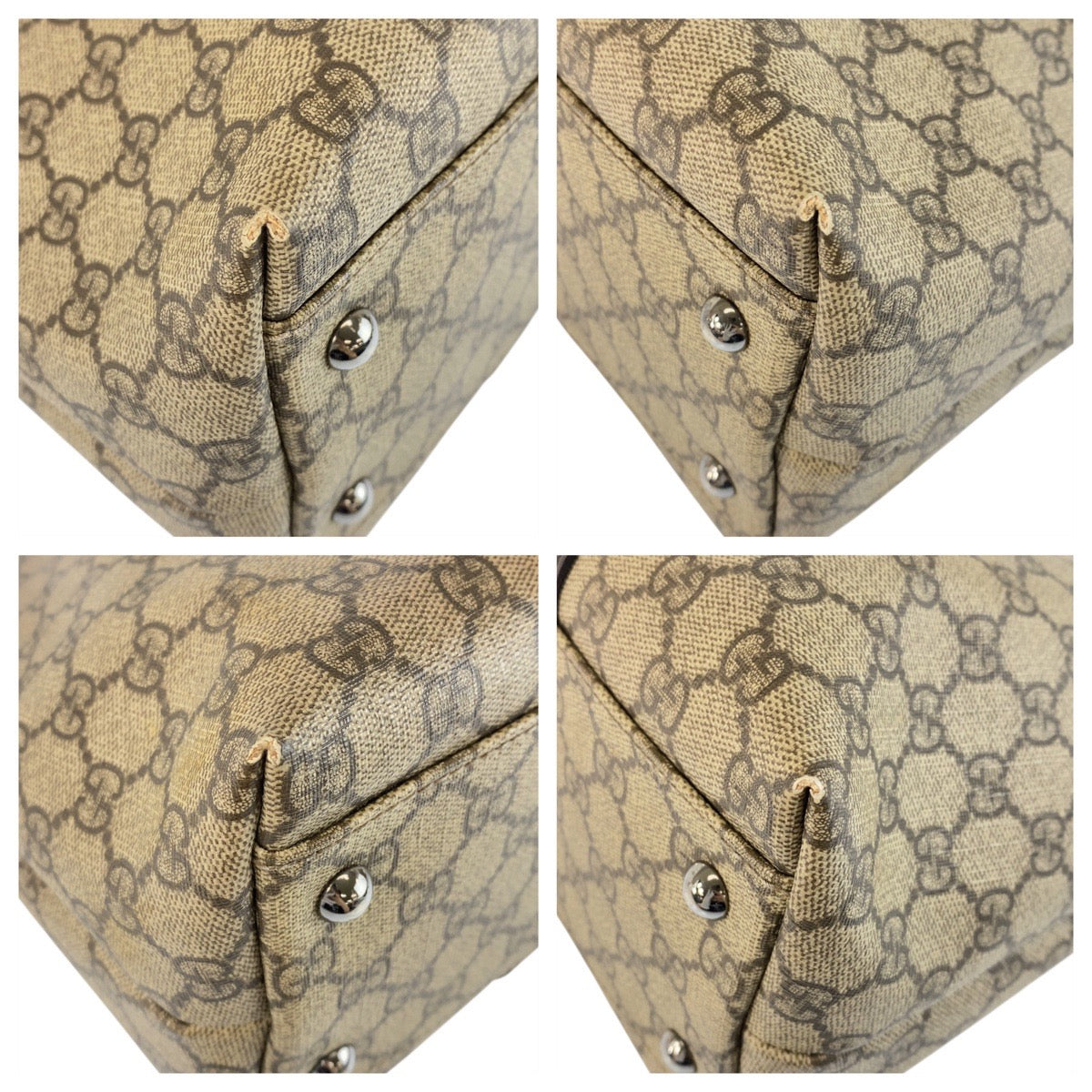 GUCCI Tote Bag 114595 GG Supreme Canvas Beige Brown SilverMetal
