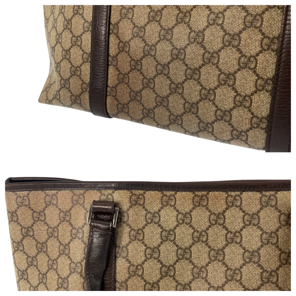 GUCCI Tote Bag 114595 GG Supreme Canvas Beige Brown SilverMetal
