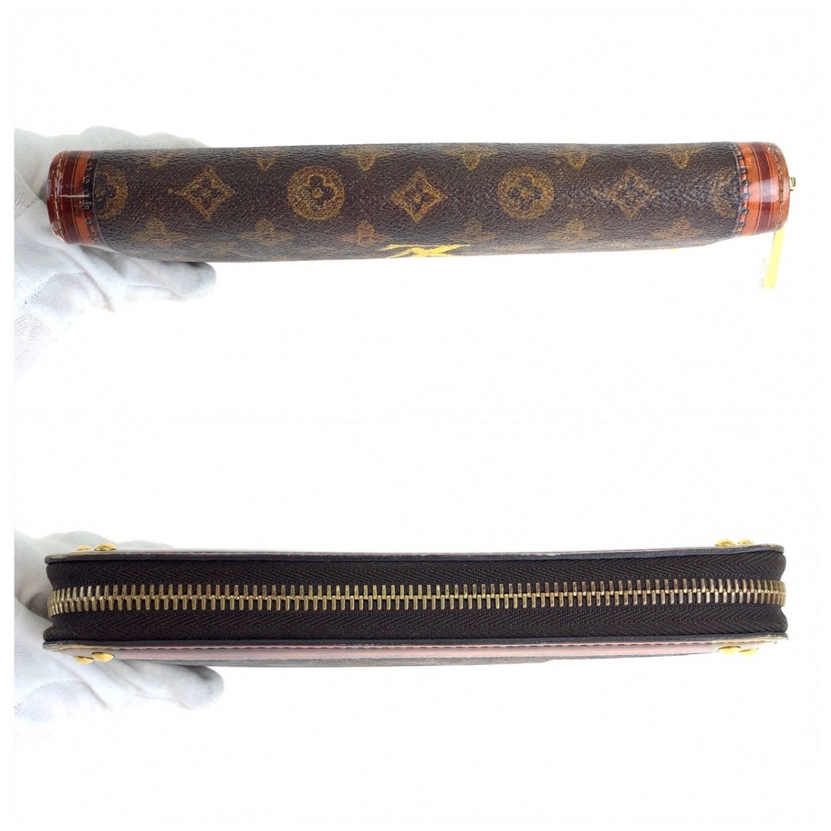 LOUIS VUITTON Long Wallet Purse M52746 Monogram canvas Brown Gold Metal monogram trunk time Zippy wallet