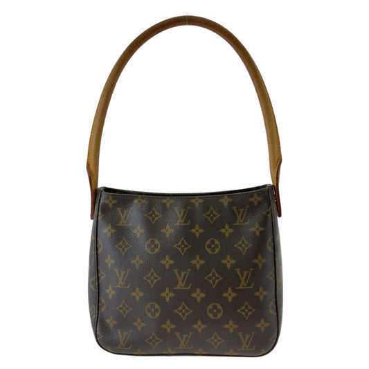 LOUIS VUITTON Shoulder Bag M51146 PVC Brown Gold Metal Monogram LoopingMM