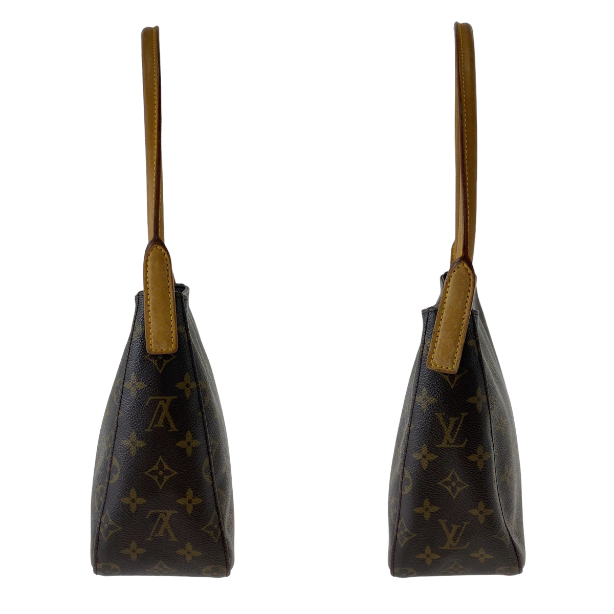 LOUIS VUITTON Shoulder Bag M51146 PVC Brown Gold Metal Monogram LoopingMM