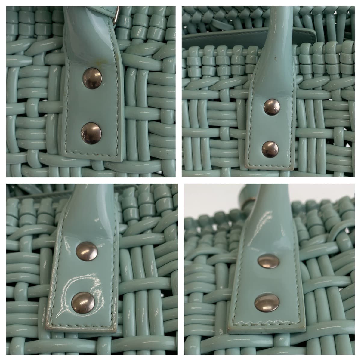 BALENCIAGA Handbag 671342 enamel Mint Green SilverMetal Enamel Basket Bistro XS