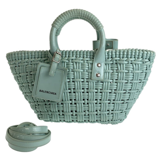 BALENCIAGA Handbag 671342 enamel Mint Green SilverMetal Enamel Basket Bistro XS