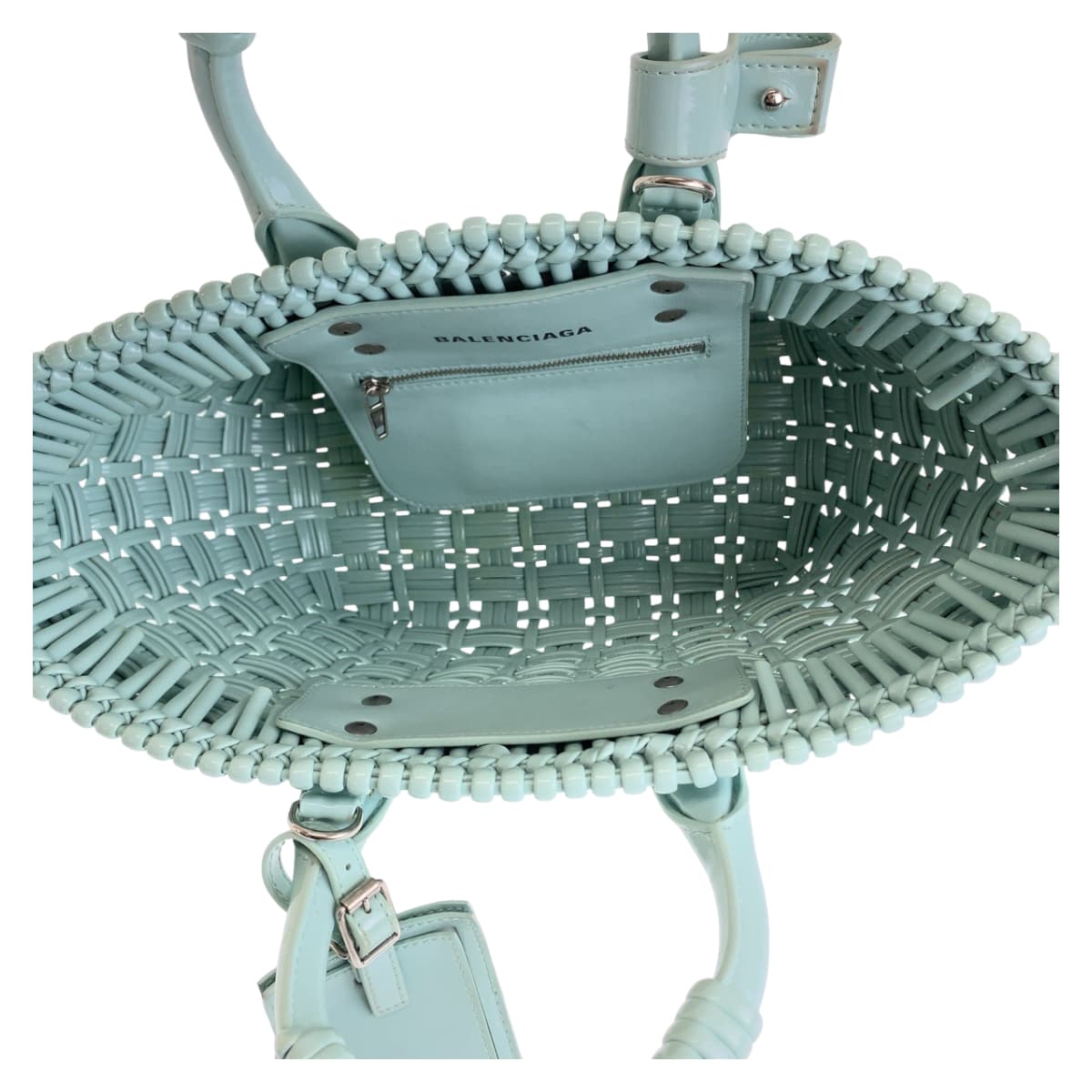 BALENCIAGA Handbag 671342 enamel Mint Green SilverMetal Enamel Basket Bistro XS