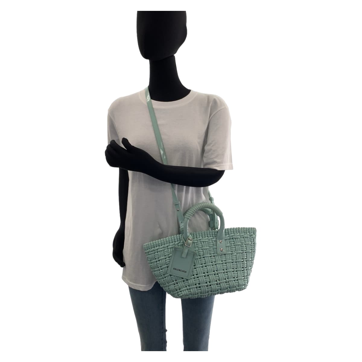 BALENCIAGA Handbag 671342 enamel Mint Green SilverMetal Enamel Basket Bistro XS