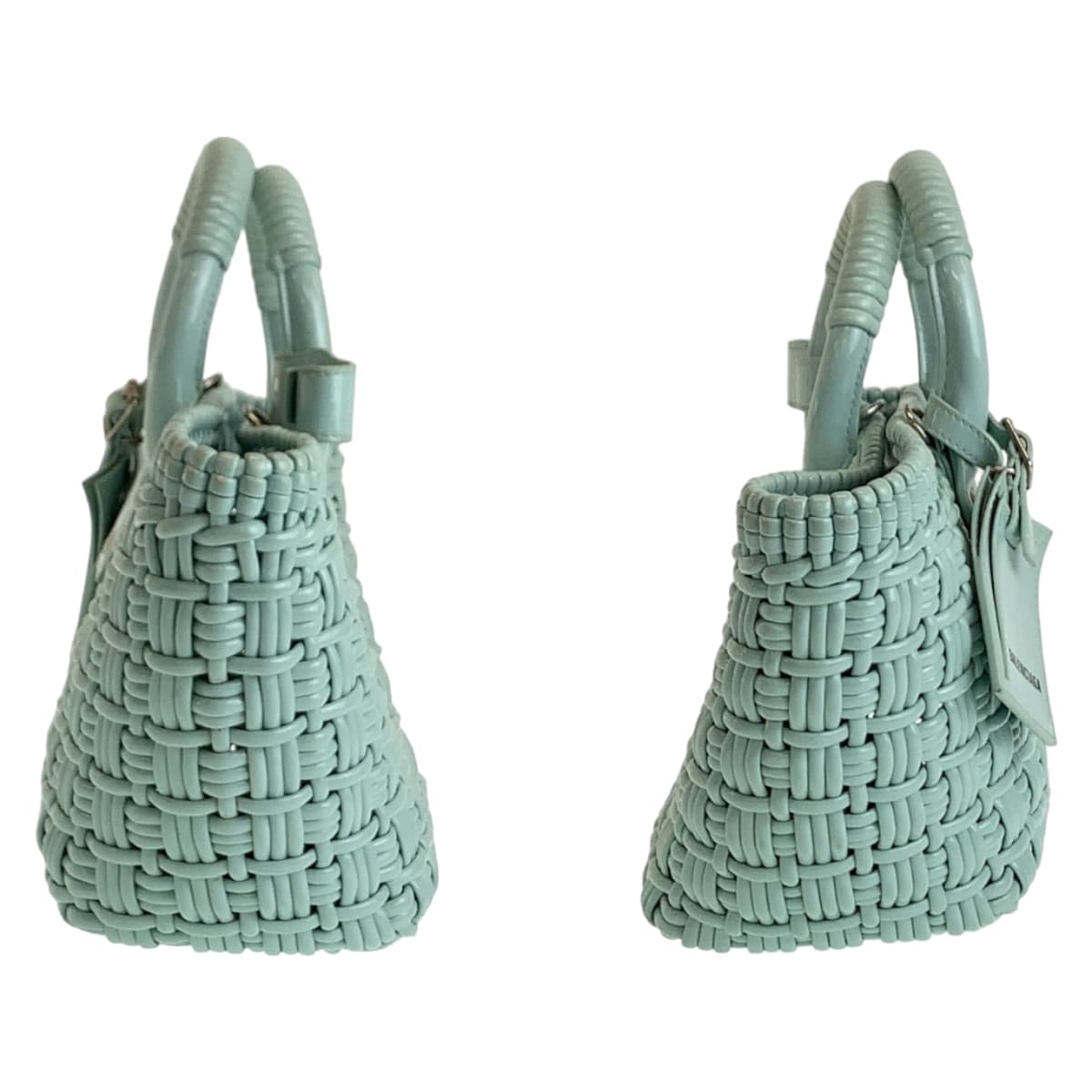 BALENCIAGA Handbag 671342 enamel Mint Green SilverMetal Enamel Basket Bistro XS