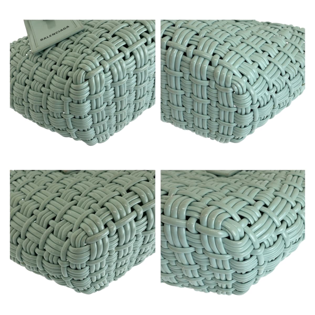 BALENCIAGA Handbag 671342 enamel Mint Green SilverMetal Enamel Basket Bistro XS