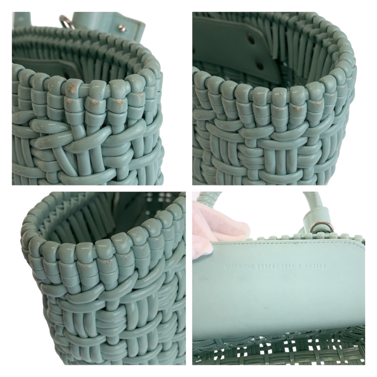 BALENCIAGA Handbag 671342 enamel Mint Green SilverMetal Enamel Basket Bistro XS