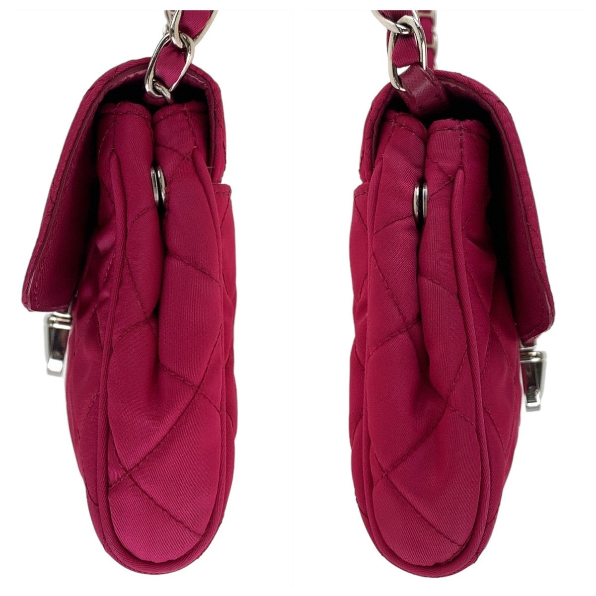PRADA Shoulder Bag Nylon Pink SilverMetal Testuto Impuntu