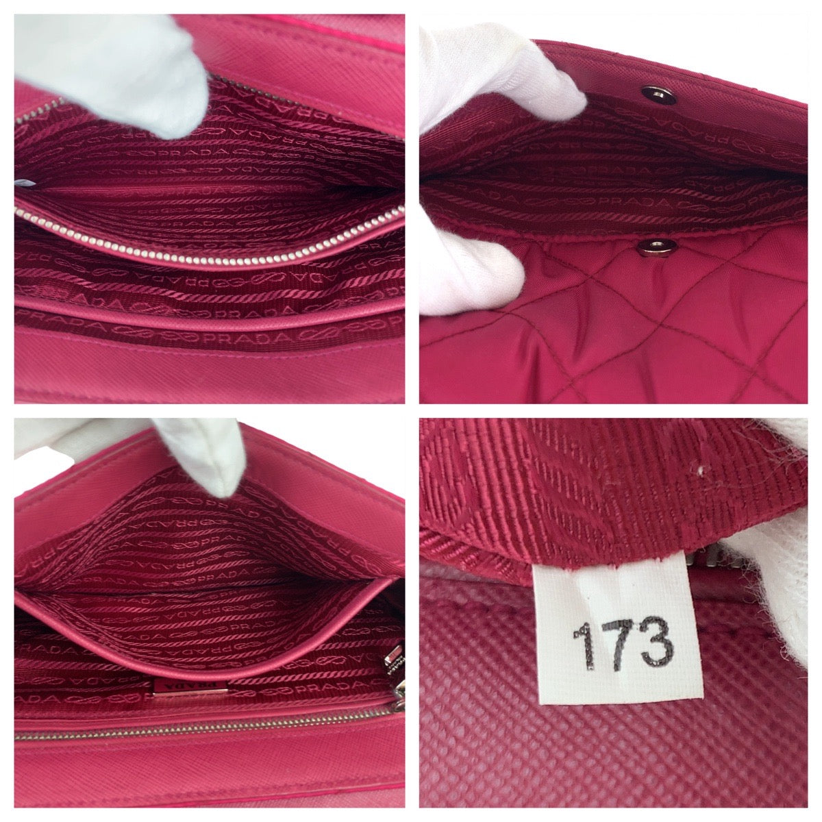 PRADA Shoulder Bag Nylon Pink SilverMetal Testuto Impuntu