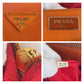 PRADA Handbag leather Orange Red Bicolor Gold Metal Safiano Triangle With logo