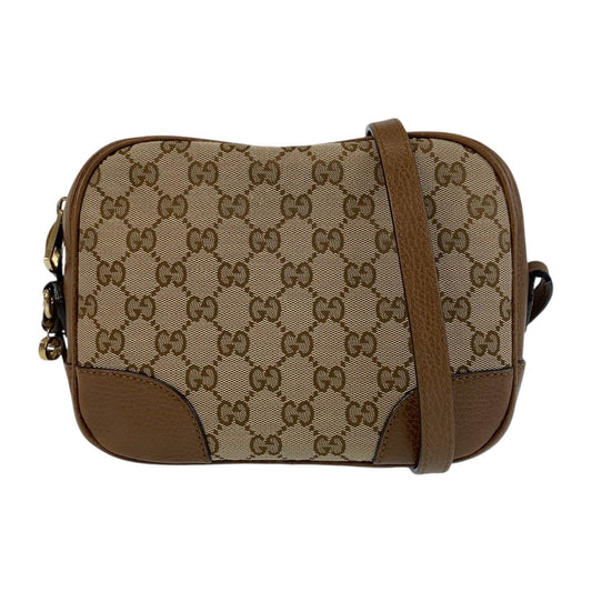 GUCCI Shoulder Bag 449413 GG canvas Brown Gold Metal