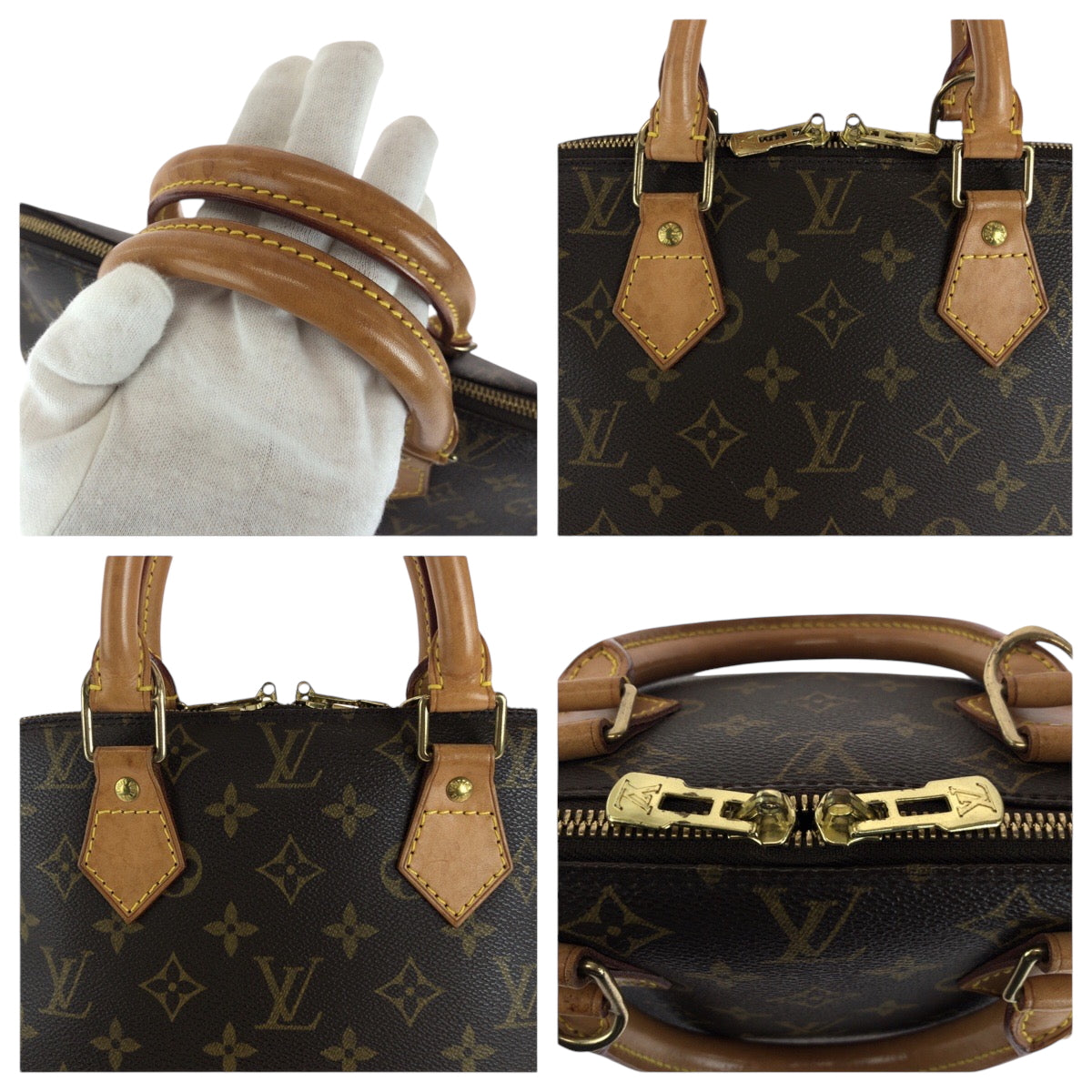 LOUIS VUITTON Handbag M51130 PVC Brown Gold Metal Monogram Alma