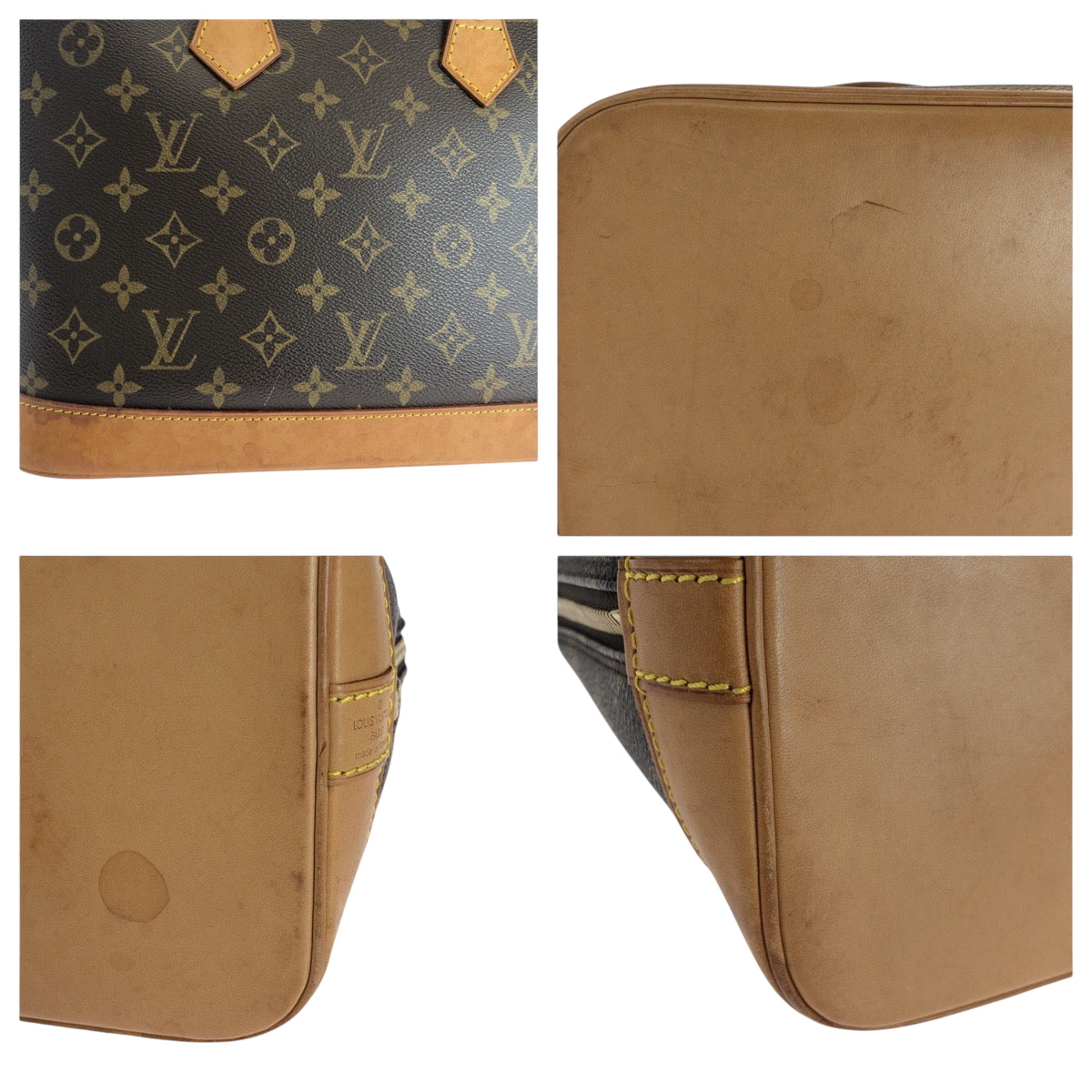 LOUIS VUITTON Handbag M51130 PVC Brown Gold Metal Monogram Alma