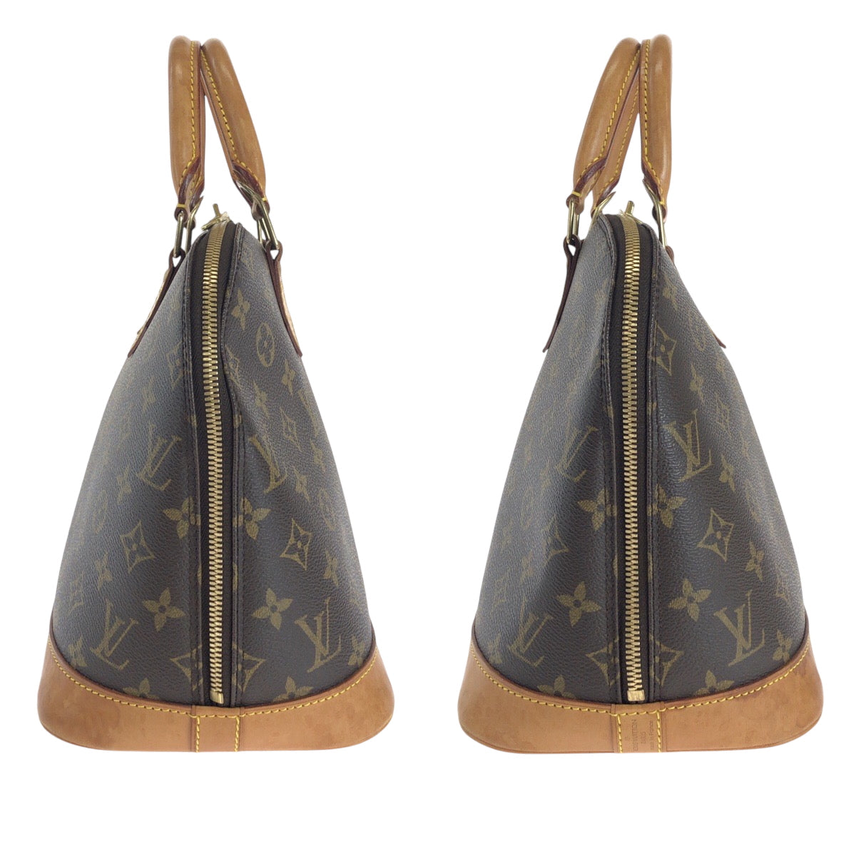 LOUIS VUITTON Handbag M51130 PVC Brown Gold Metal Monogram Alma