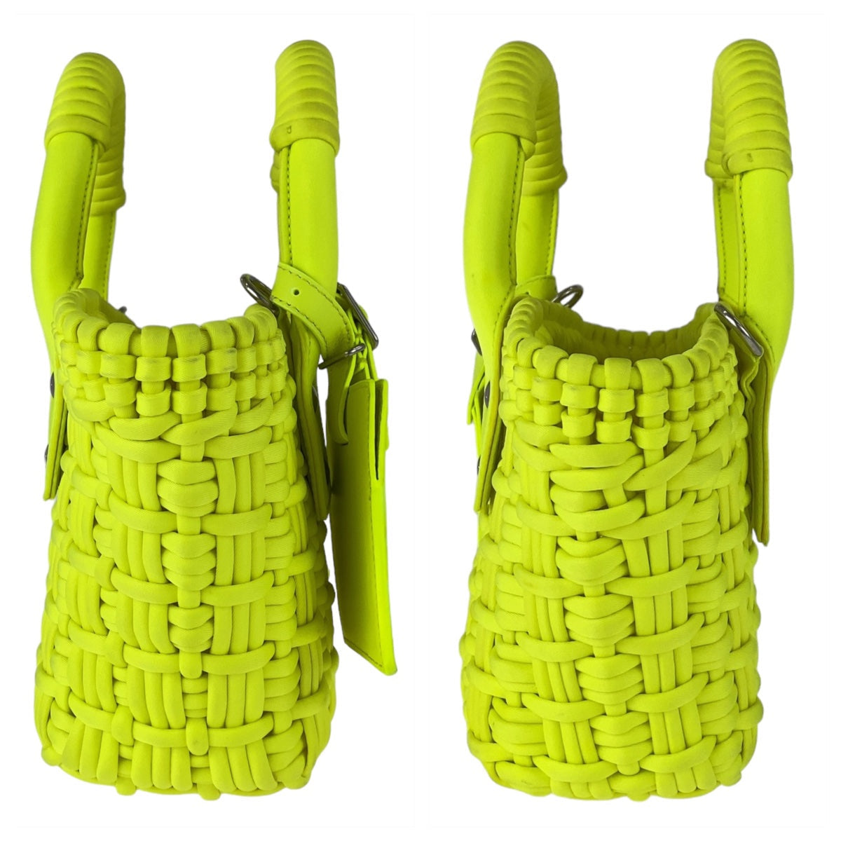 BALENCIAGA Shoulder Bag Nylon Neon Yellow SilverMetal Bistro XXS