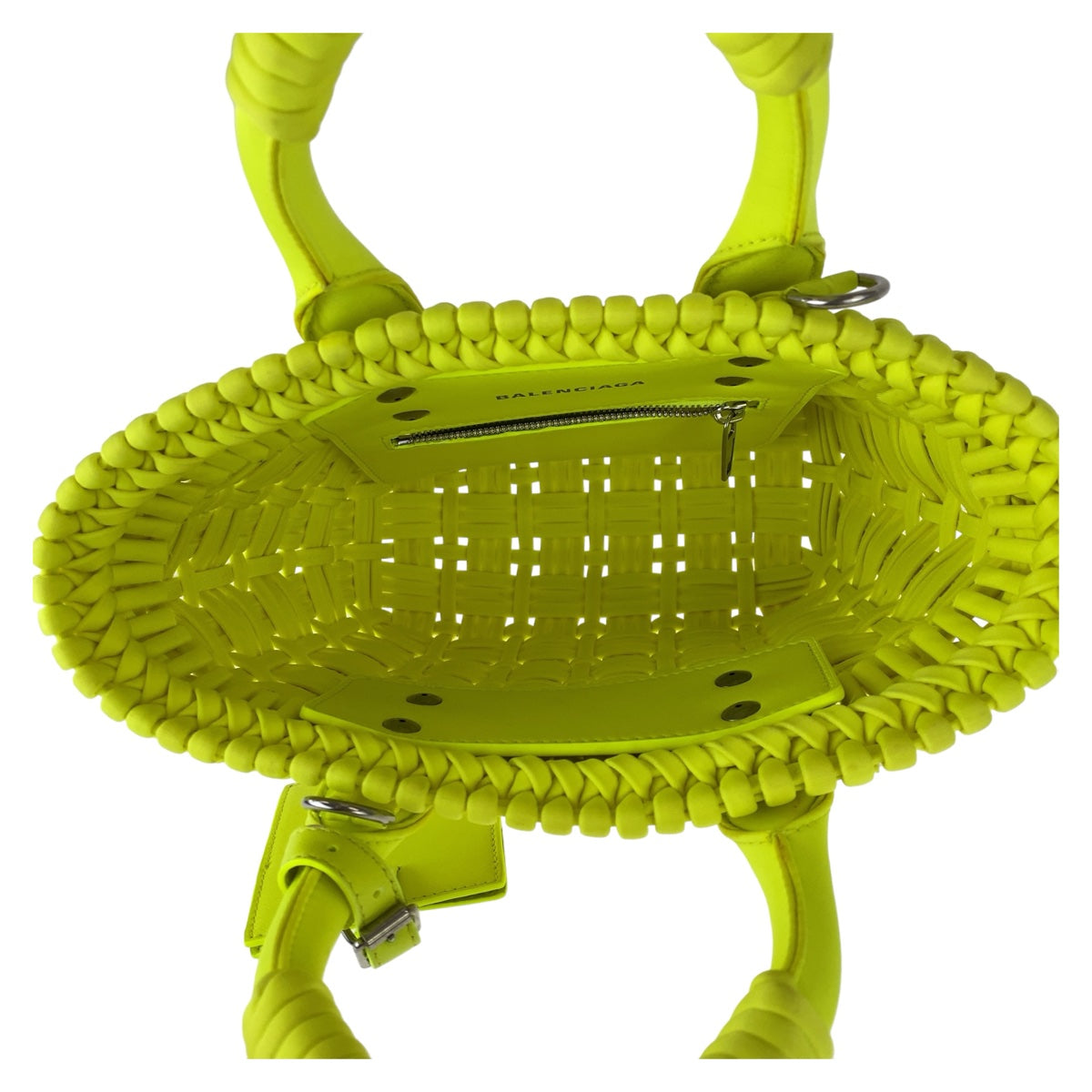 BALENCIAGA Shoulder Bag Nylon Neon Yellow SilverMetal Bistro XXS