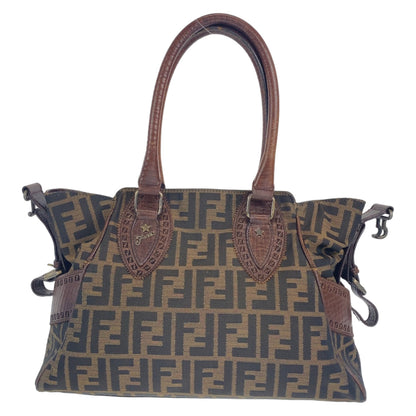 FENDI Shoulder Bag canvas Brown Zucca Pattern Etnico