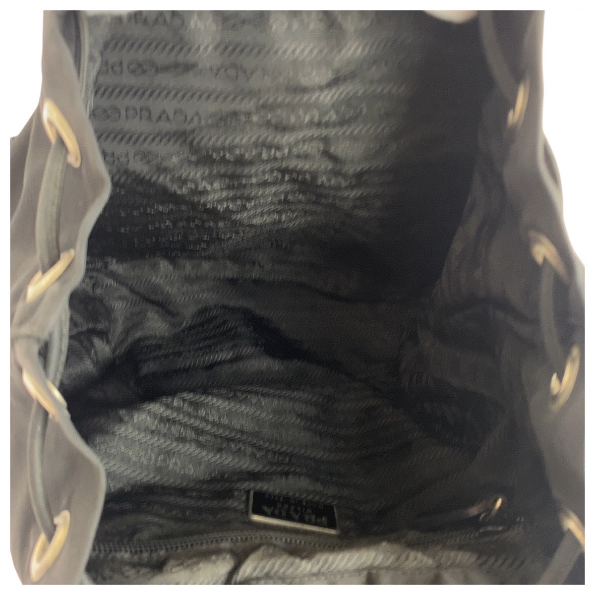 PRADA Backpack Nylon Black SilverMetal Test Triangle With logo