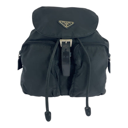 PRADA Backpack Nylon Black SilverMetal Test Triangle With logo