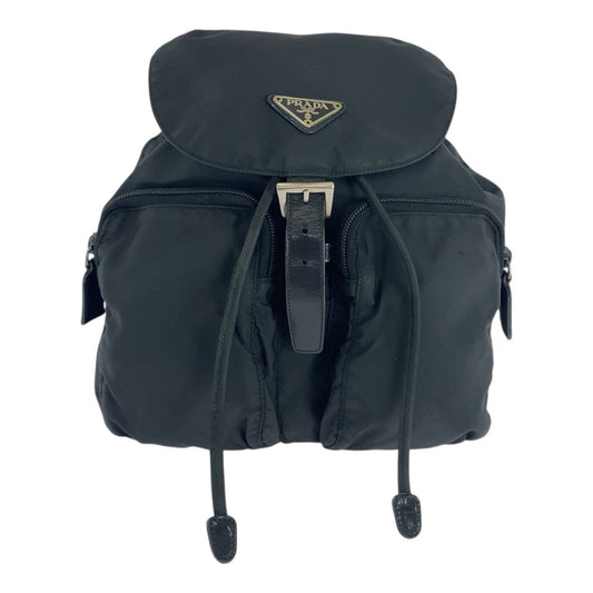 PRADA Backpack Nylon Black SilverMetal Test Triangle With logo