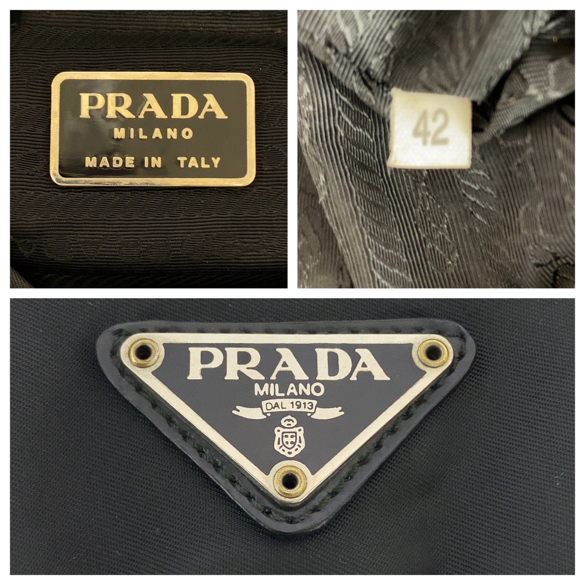 PRADA Backpack Nylon Black SilverMetal Test Triangle With logo