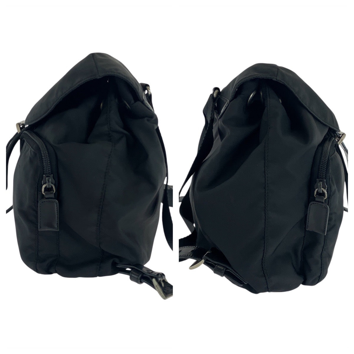 PRADA Backpack Nylon Black SilverMetal Test Triangle With logo