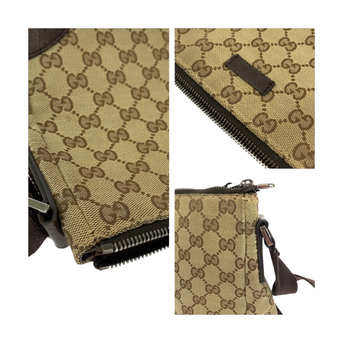 GUCCI Shoulder Bag 114273 GG canvas Beige Brown SilverMetal